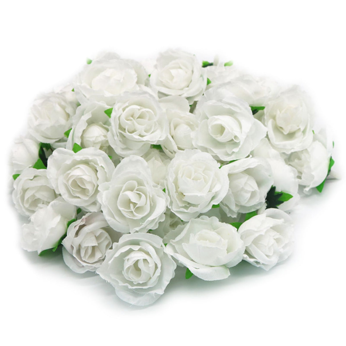 50PCS Simulation Rose Head Decorative Reusable Silk Fake Rose Flower for Wedding Party White
