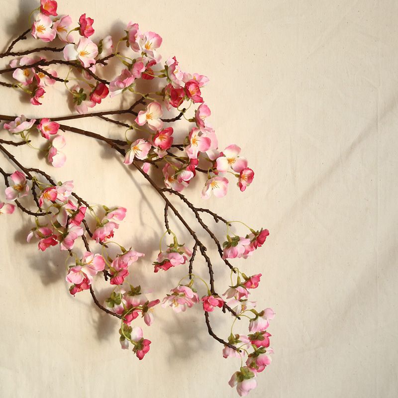 Artificial Cherry Blossom 4 Branches Decorative Lifelike Cherry Blossom Branches Decor 97cm Dark Pink