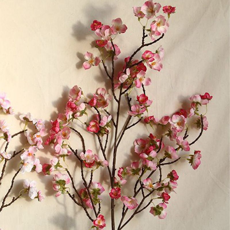 Artificial Cherry Blossom 4 Branches Decorative Lifelike Cherry Blossom Branches Decor 97cm Dark Pink