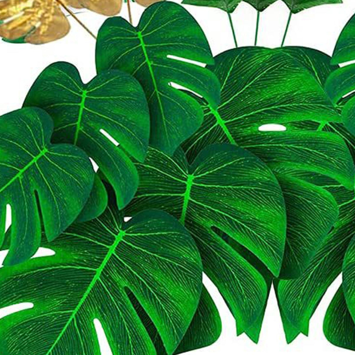70pcs Simulated Palm Leaves Decorative Practical 10 Kinds Fake Faux Jungle Leaf Set for Home