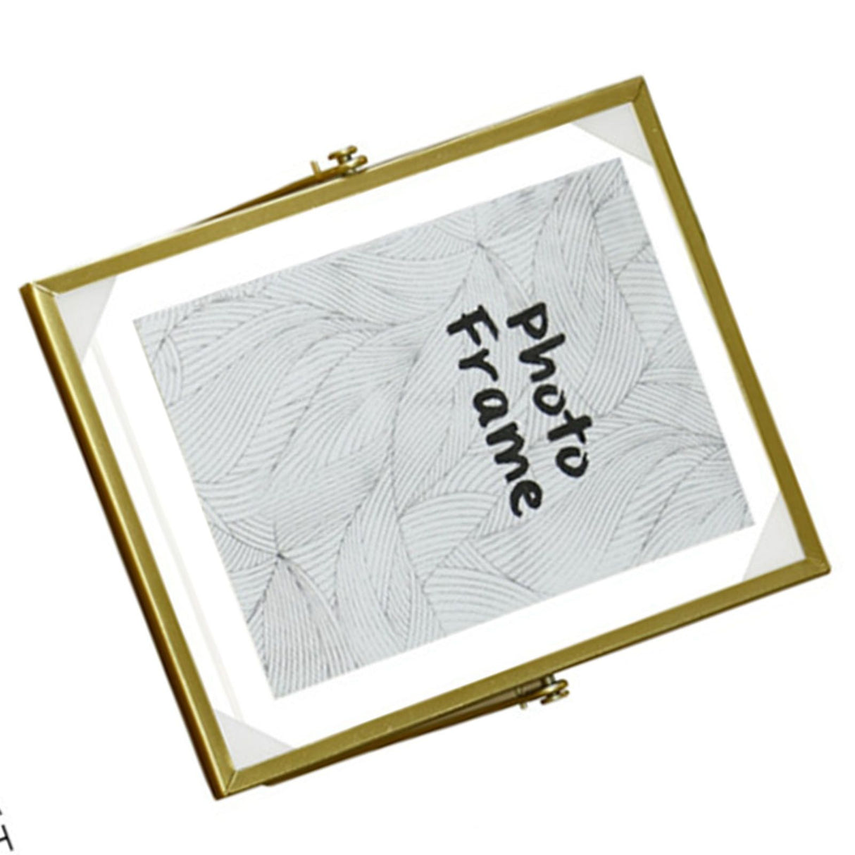 Photo Frame Nordic Style Geometric Metal Wrapping Edges Iron Art Desk Picture Frame for Living Room Office Study 4 Inch