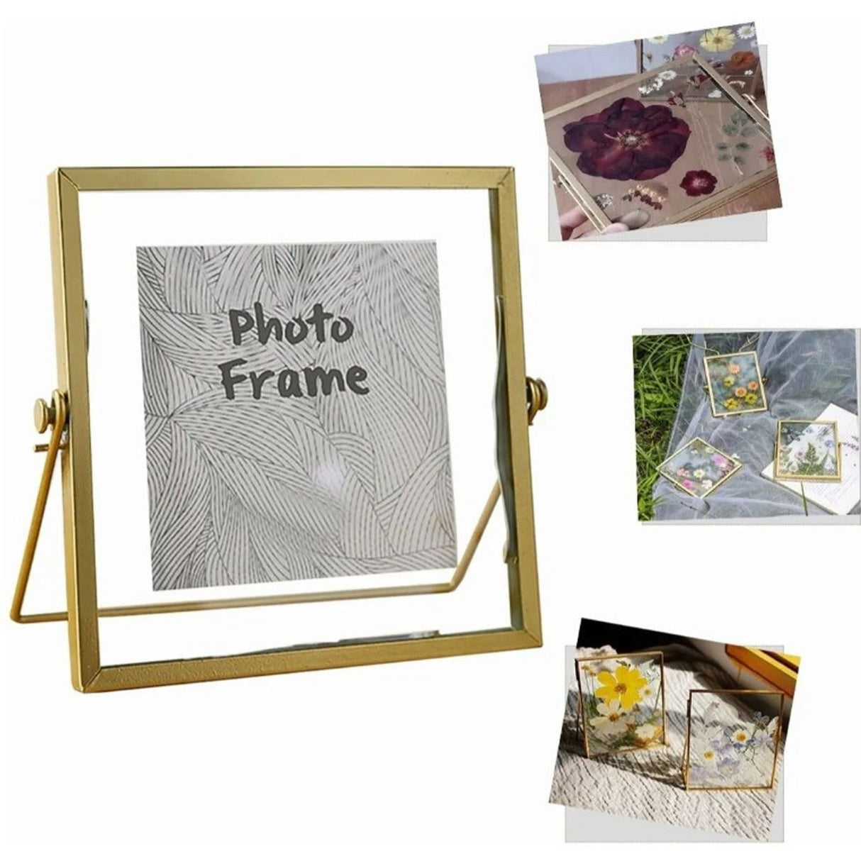 Photo Frame Nordic Style Geometric Metal Wrapping Edges Iron Art Desk Picture Frame for Living Room Office Study 4 Inch