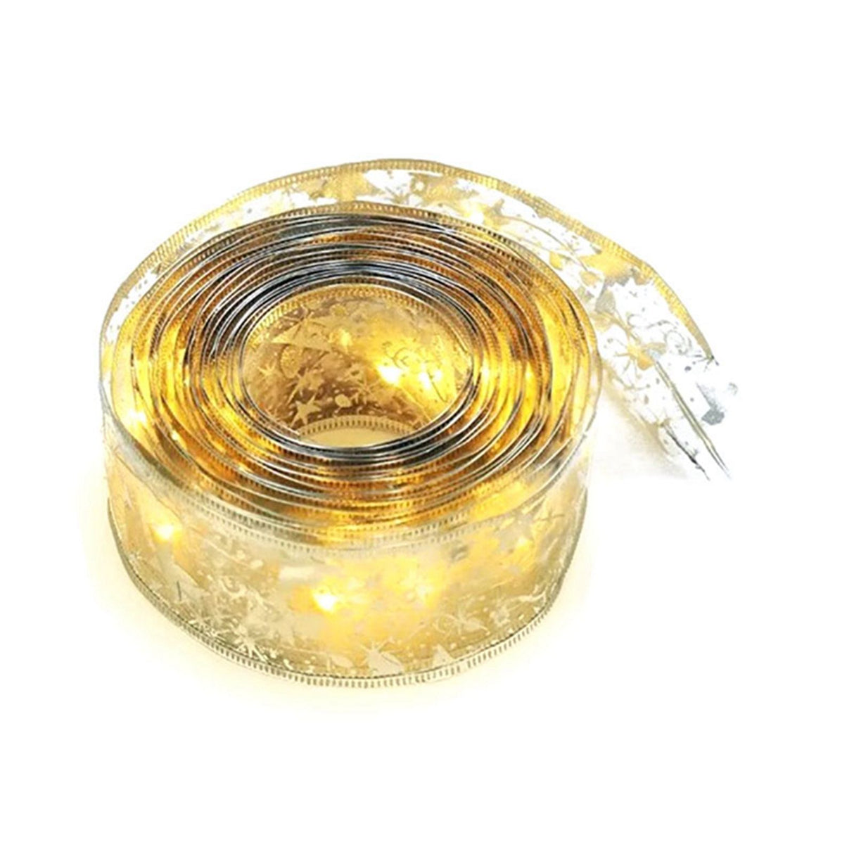 Christmas Ribbon Fairy Lights Gold Ribbon Warm Light 50 LED Christmas Tree Ribbon for Christmas Decorations 164ft