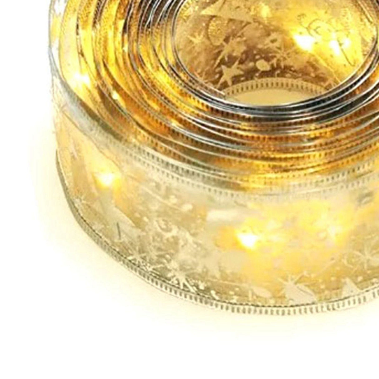 Christmas Ribbon Fairy Lights Gold Ribbon Warm Light 50 LED Christmas Tree Ribbon for Christmas Decorations 164ft