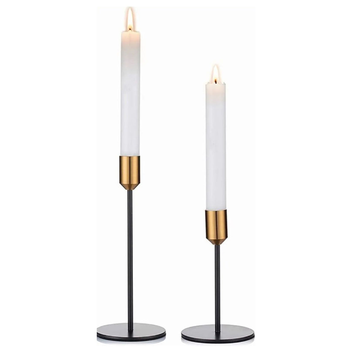 2 Pcs Metal Candle Holder Simple Modern Design Antique Black Candlestick Decoration for Home Wedding