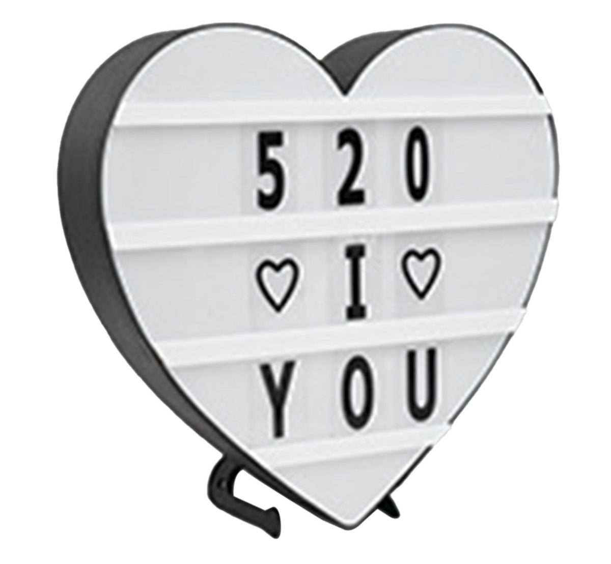 Cinema Light Box Black Heart Shaped LED Light Up Light Box with Coloured Alphabet Stickers