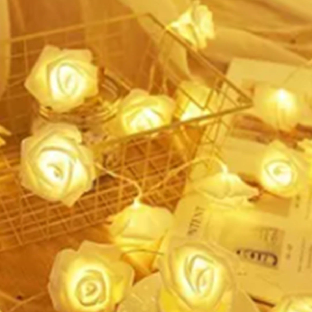 LED Rose Flower String Light Simulated Rose Flower Fairy String Lights for Wedding Home Party Decoration 20 Lamps 9.8ft