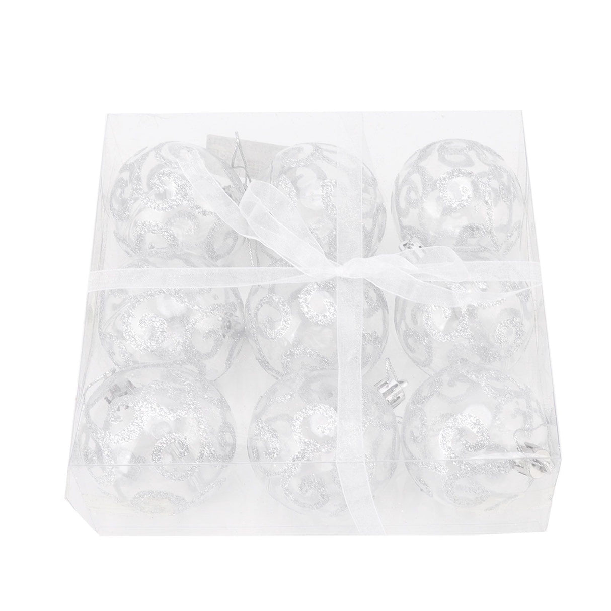 9Pcs Christmas Ball Ornaments Exquisite Plastic Shatterproof Hanging Christmas Tree Ornaments for Home Silver