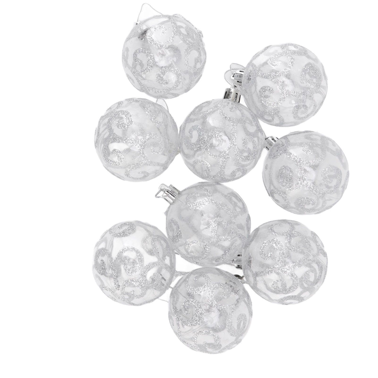 9Pcs Christmas Ball Ornaments Exquisite Plastic Shatterproof Hanging Christmas Tree Ornaments for Home Silver