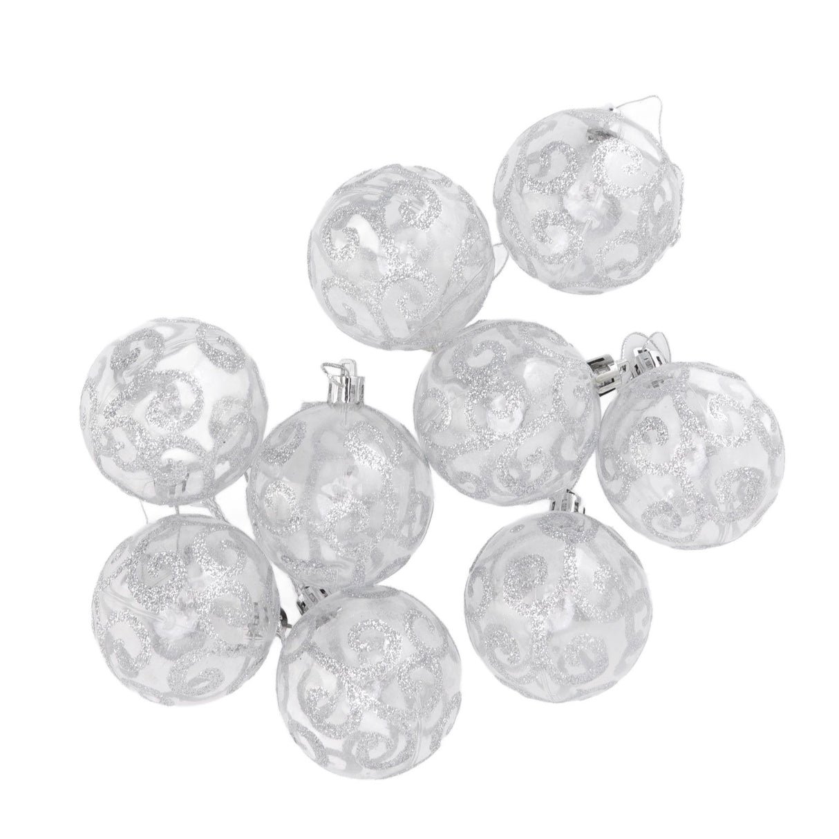 9Pcs Christmas Ball Ornaments Exquisite Plastic Shatterproof Hanging Christmas Tree Ornaments for Home Silver
