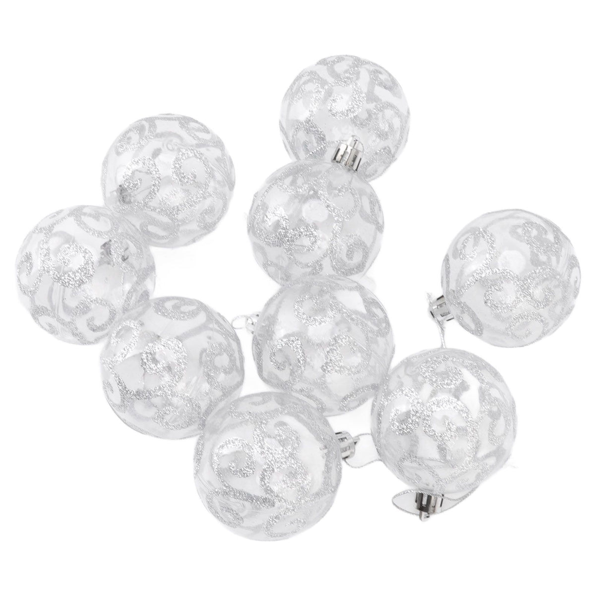 9Pcs Christmas Ball Ornaments Exquisite Plastic Shatterproof Hanging Christmas Tree Ornaments for Home Silver
