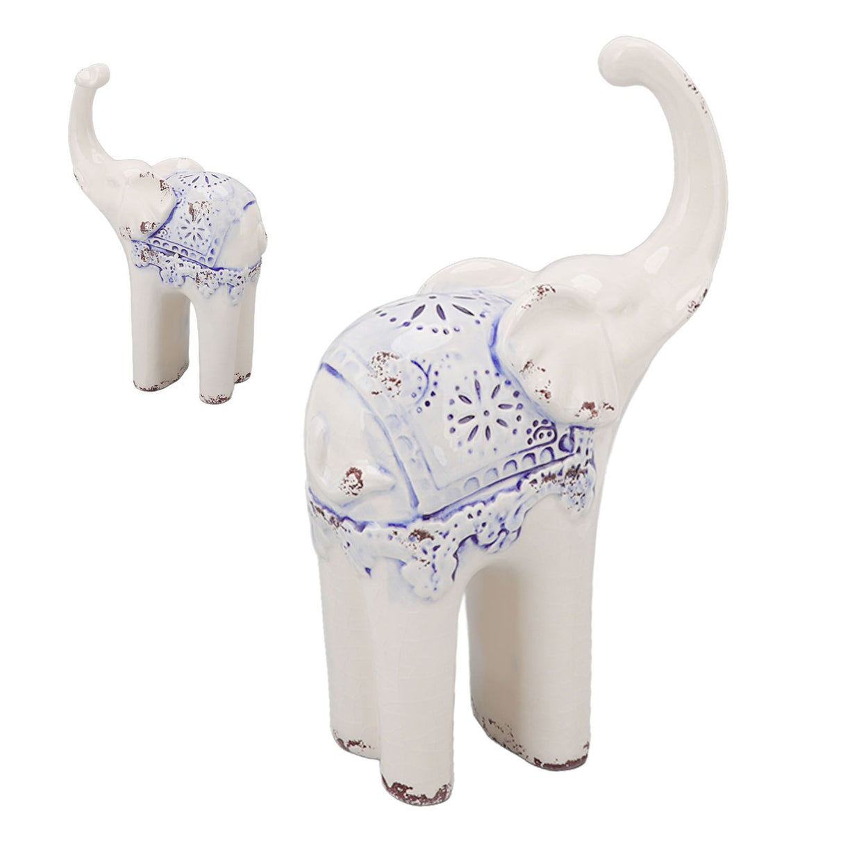 Elephant Ceramic Decor Safe Round Slippy Exquisite Porcelain Elephant Sculpture for Home Office Ornament S