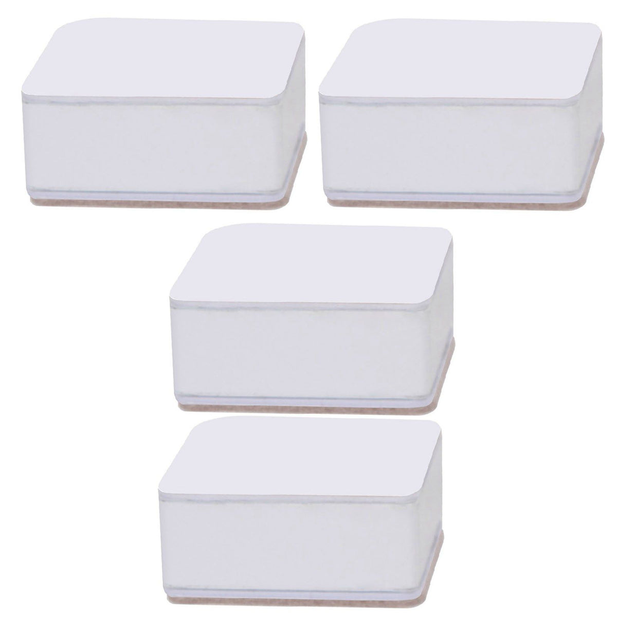 Carbon Steel Furniture Risers Self Adhesive Furniture Lift Anti Slip Low Noise Bed Lifter with Felt Pad for Sofa Couch White