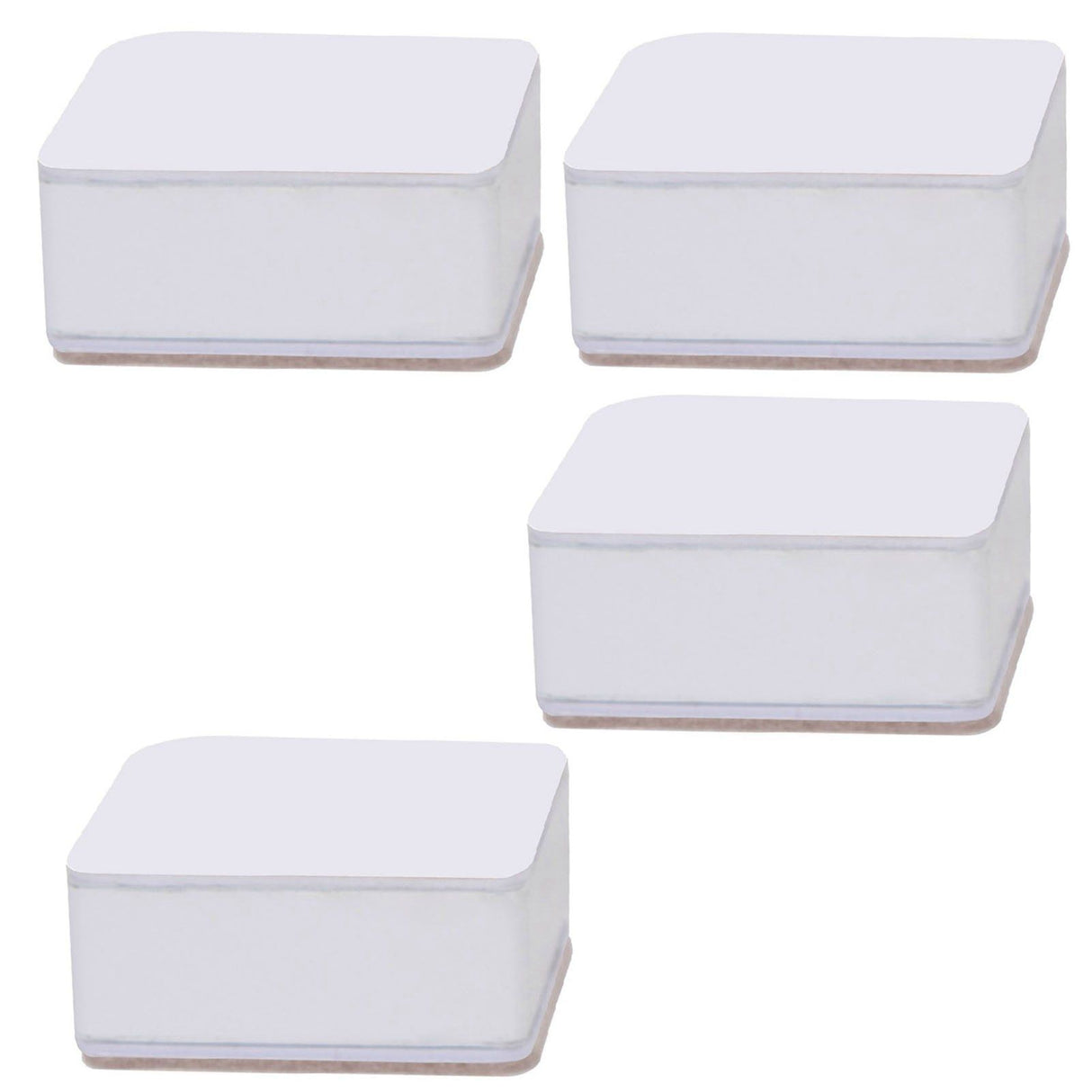 Carbon Steel Furniture Risers Self Adhesive Furniture Lift Anti Slip Low Noise Bed Lifter with Felt Pad for Sofa Couch White