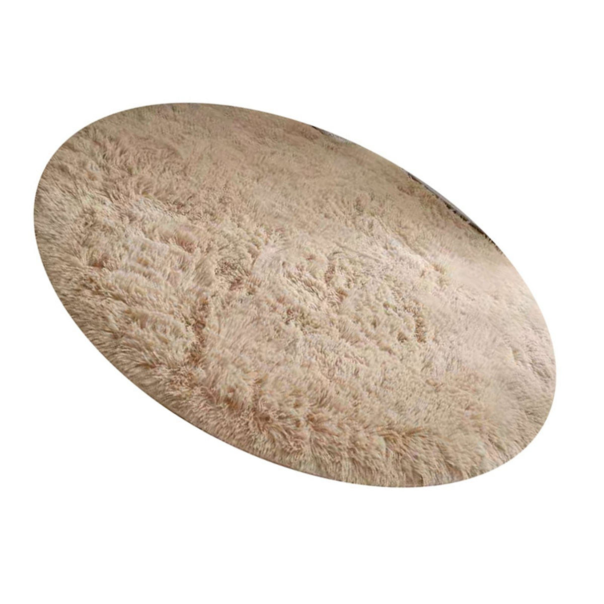 Floor Carpet Polyester Fiber Round Nordic Style Long Plush Soft Shaggy Rug for Home Bedroom Beige