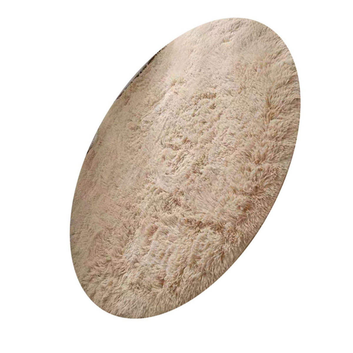 Floor Carpet Polyester Fiber Round Nordic Style Long Plush Soft Shaggy Rug for Home Bedroom Beige