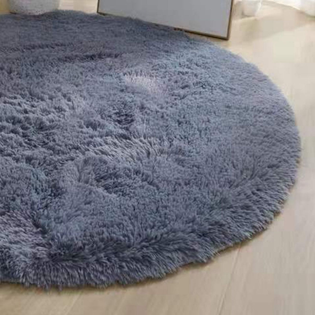 Floor Carpet Polyester Fiber Round Nordic Style Long Plush Soft Shaggy Rug for Home Bedroom Grey