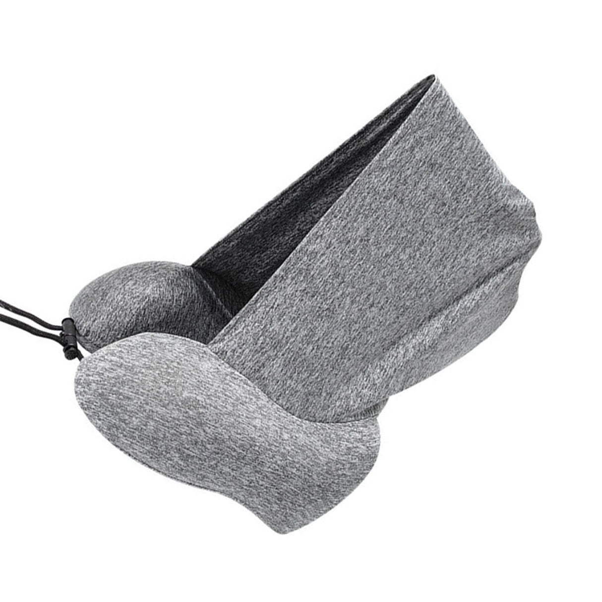 Hooded U Shaped Pillow Removable Neck Protection Memory Cotton Neck Travel Pillow for Home Outdoor Travel Car Grey U043‑3