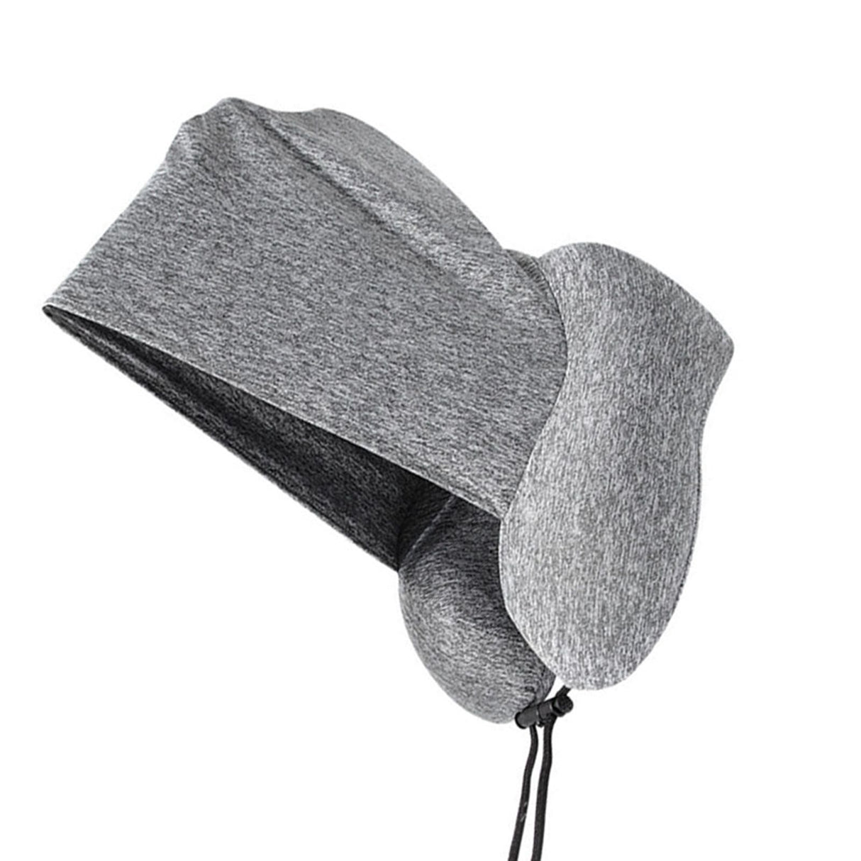 Hooded U Shaped Pillow Removable Neck Protection Memory Cotton Neck Travel Pillow for Home Outdoor Travel Car Grey U043‑3