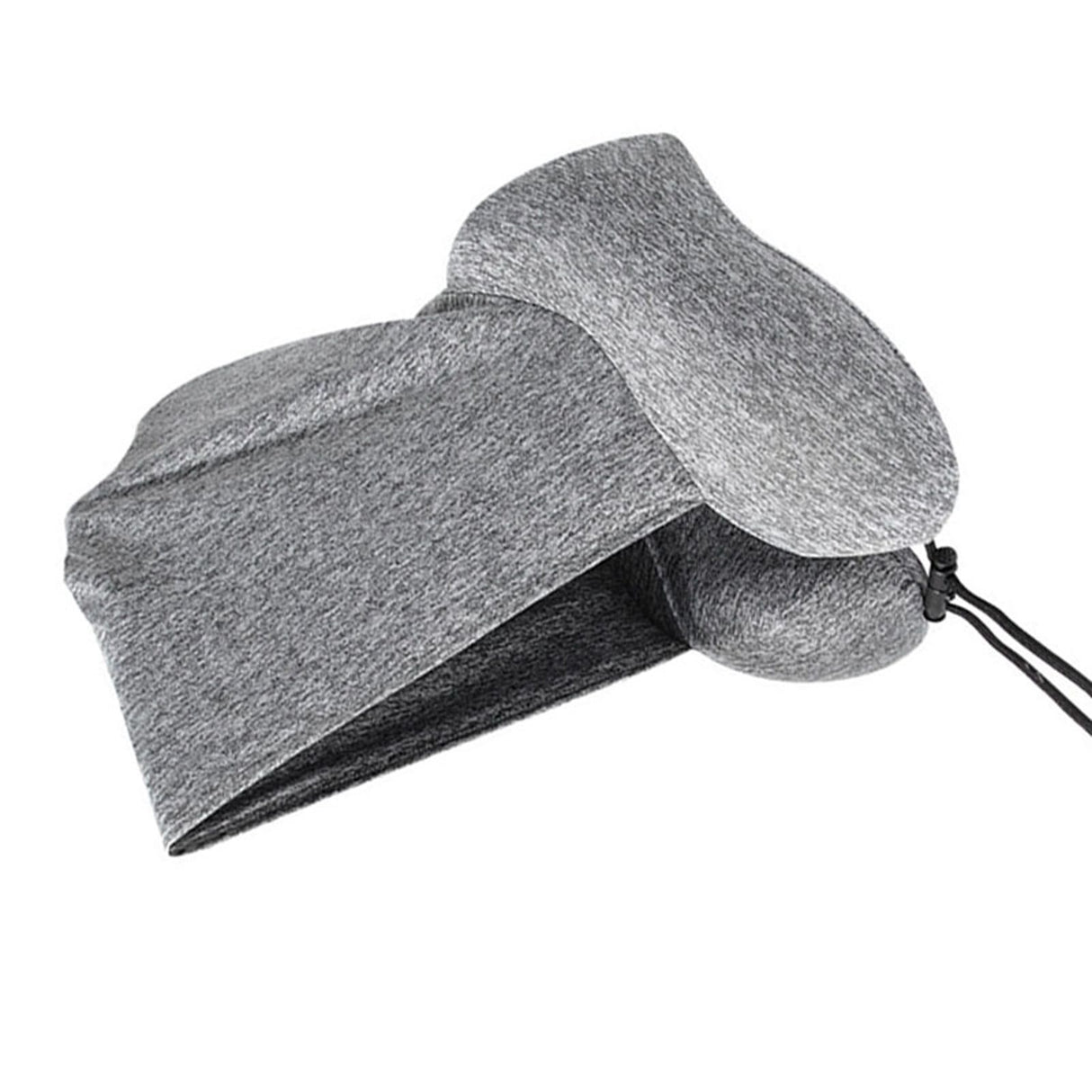 Hooded U Shaped Pillow Removable Neck Protection Memory Cotton Neck Travel Pillow for Home Outdoor Travel Car Grey U043‑3