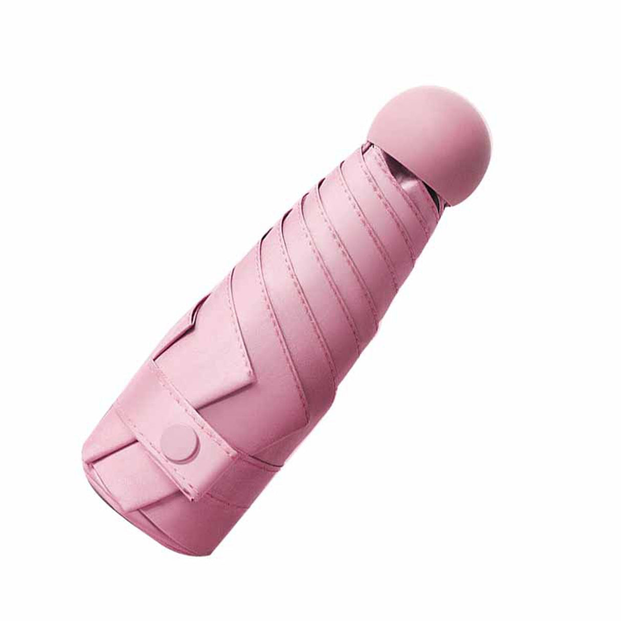 6 Ribs Folding Umbrella Five Fold UV Proof Sunscreen Capsule Umbrella for Sunny Rainy Days Pink with Storage Box