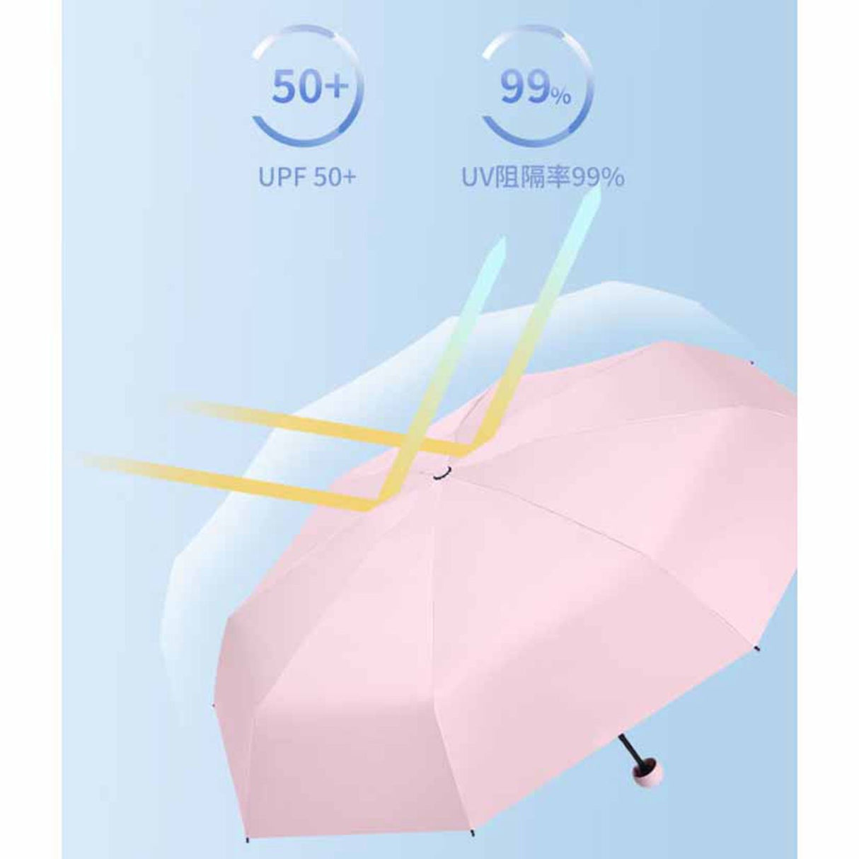 6 Ribs Folding Umbrella Five Fold UV Proof Sunscreen Capsule Umbrella for Sunny Rainy Days Pink with Storage Box