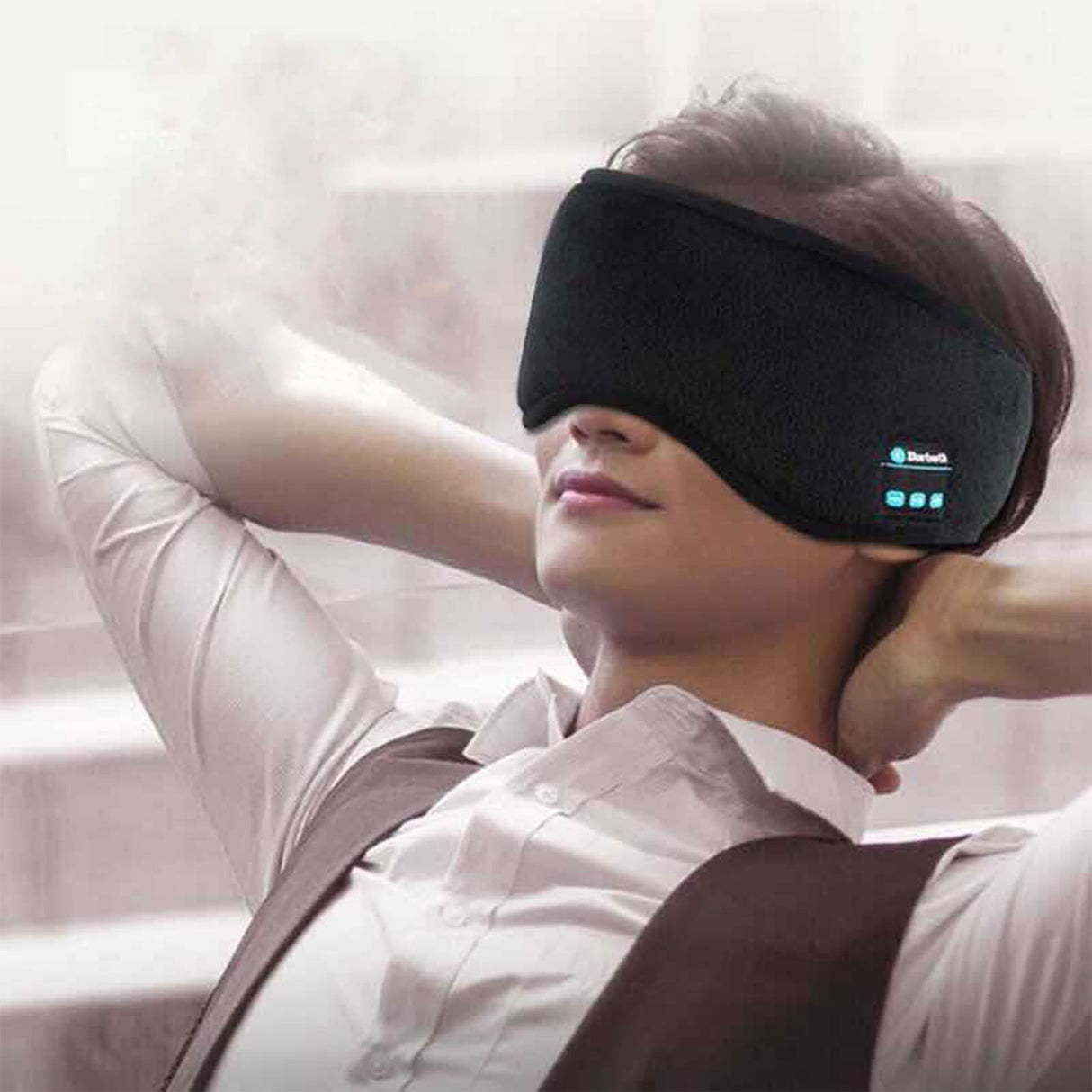 Smart Eye Mask Wireless Bluetooth 5.0 Music Communication Light Shading for Sleep Black