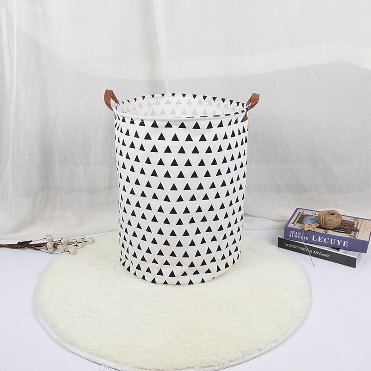 Laundry Basket Cotton Linen 40x40x50cm Dirty Clothes Hamper Storage Basket Waterproof Lining Bin