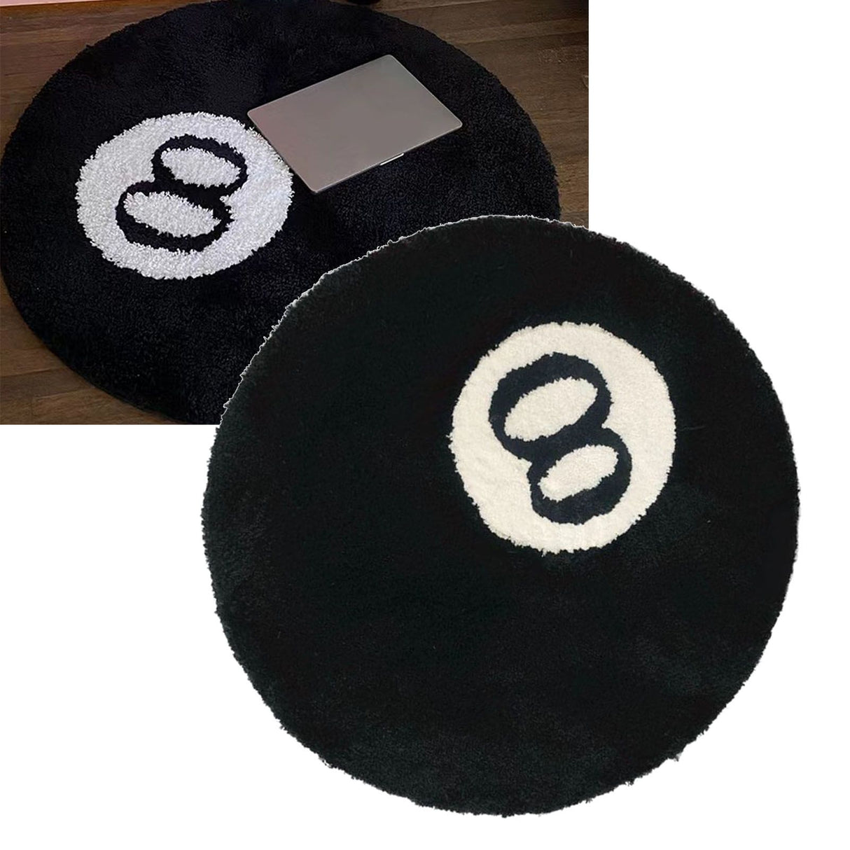 Living Room Flocked Carpet Anti Slip Sofa Table Floor Mat Dirt Resistant Bedroom Bedside Pad Black 60x60cm/23.6x23.6in