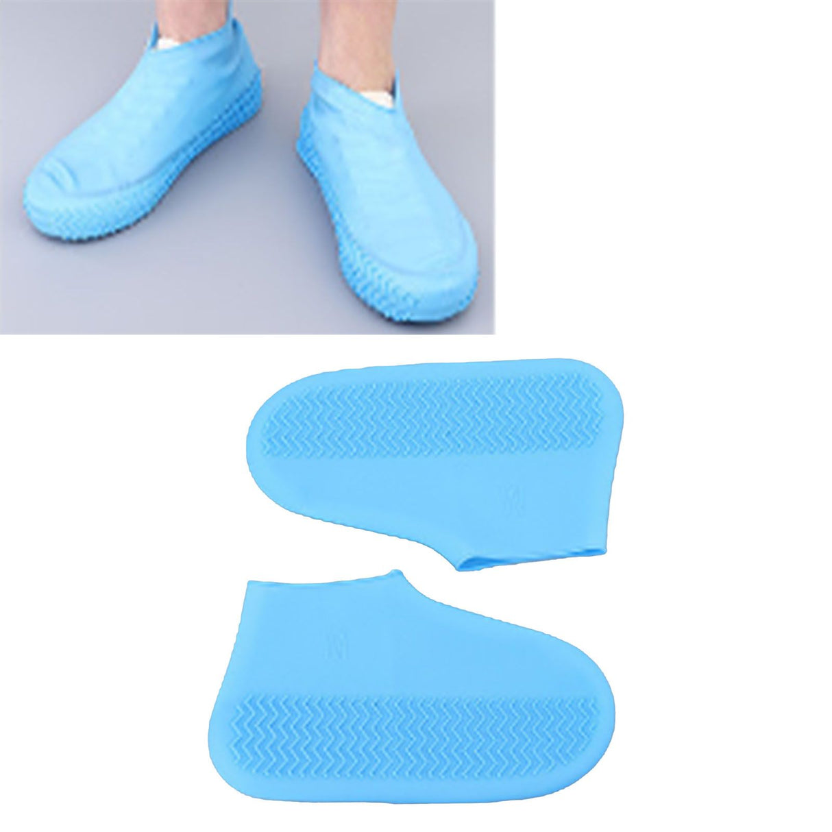 Waterproof Shoes Cover Silicone Non Slip Rain Shoe Covers Reusable Unisex Shoe Protector Overshoes for Outdoor Blue S