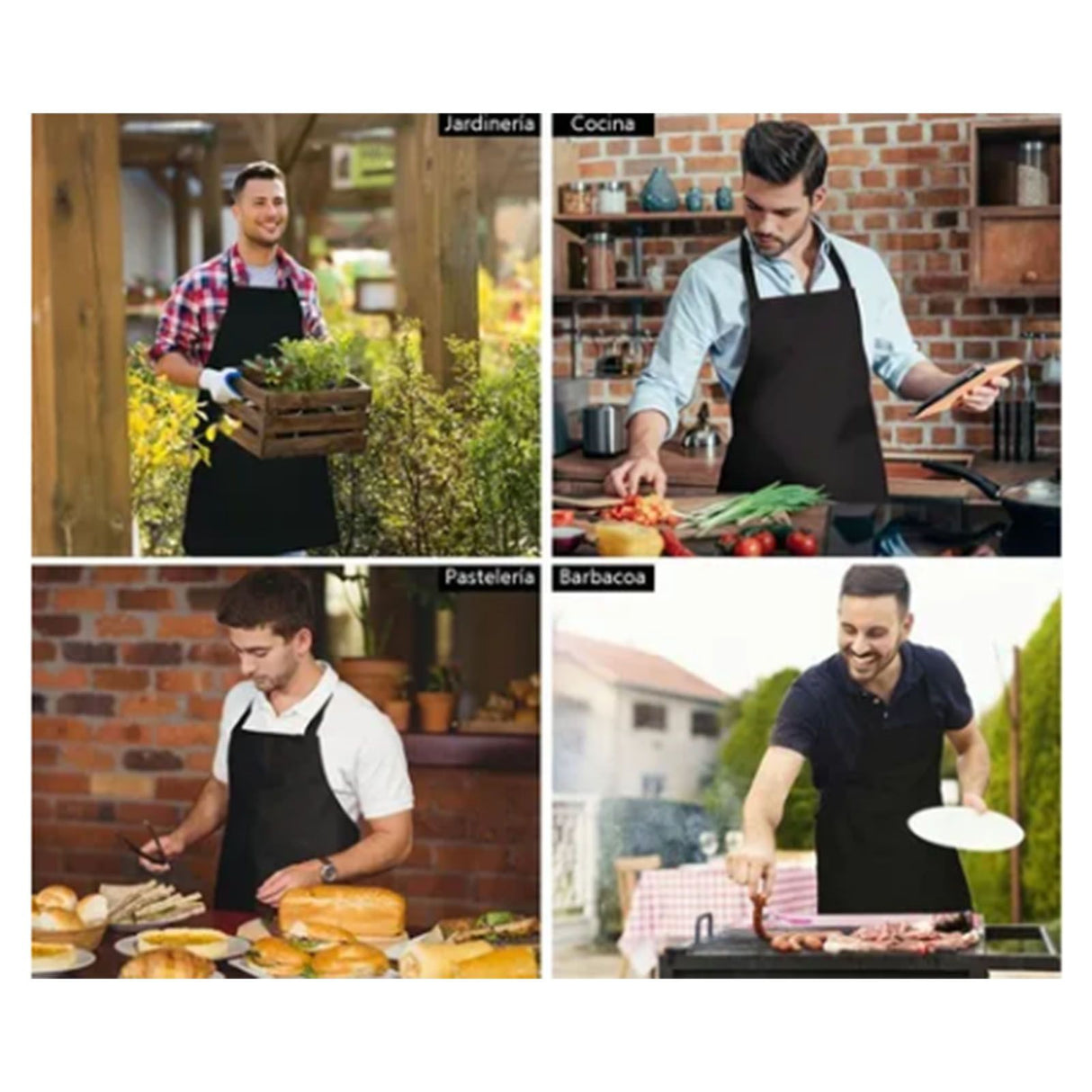 6pcs Waterproof Apron Lightweight Black Apron with Two Pockets for Mens Women for Housework Cooking