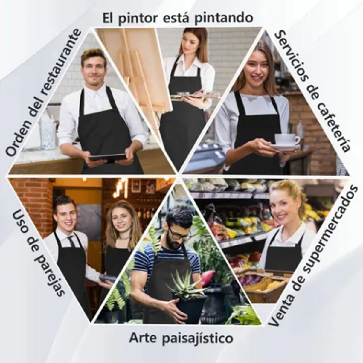 6pcs Waterproof Apron Lightweight Black Apron with Two Pockets for Mens Women for Housework Cooking