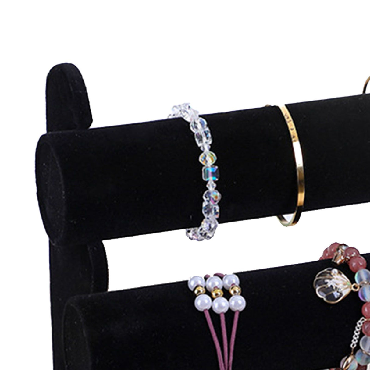 Velvet Jewelry Tower 3 Layers Watch Bracelet Holder Necklace Jewelry Display Stand Black Jewelry Stand