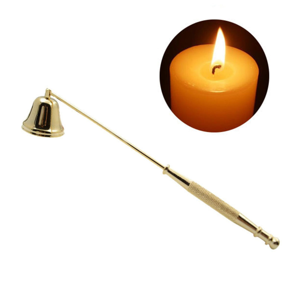 Candle Snuffer Bell Shaped Iron Electroplating Candle Extinguisher for Home Candle Tool Gold