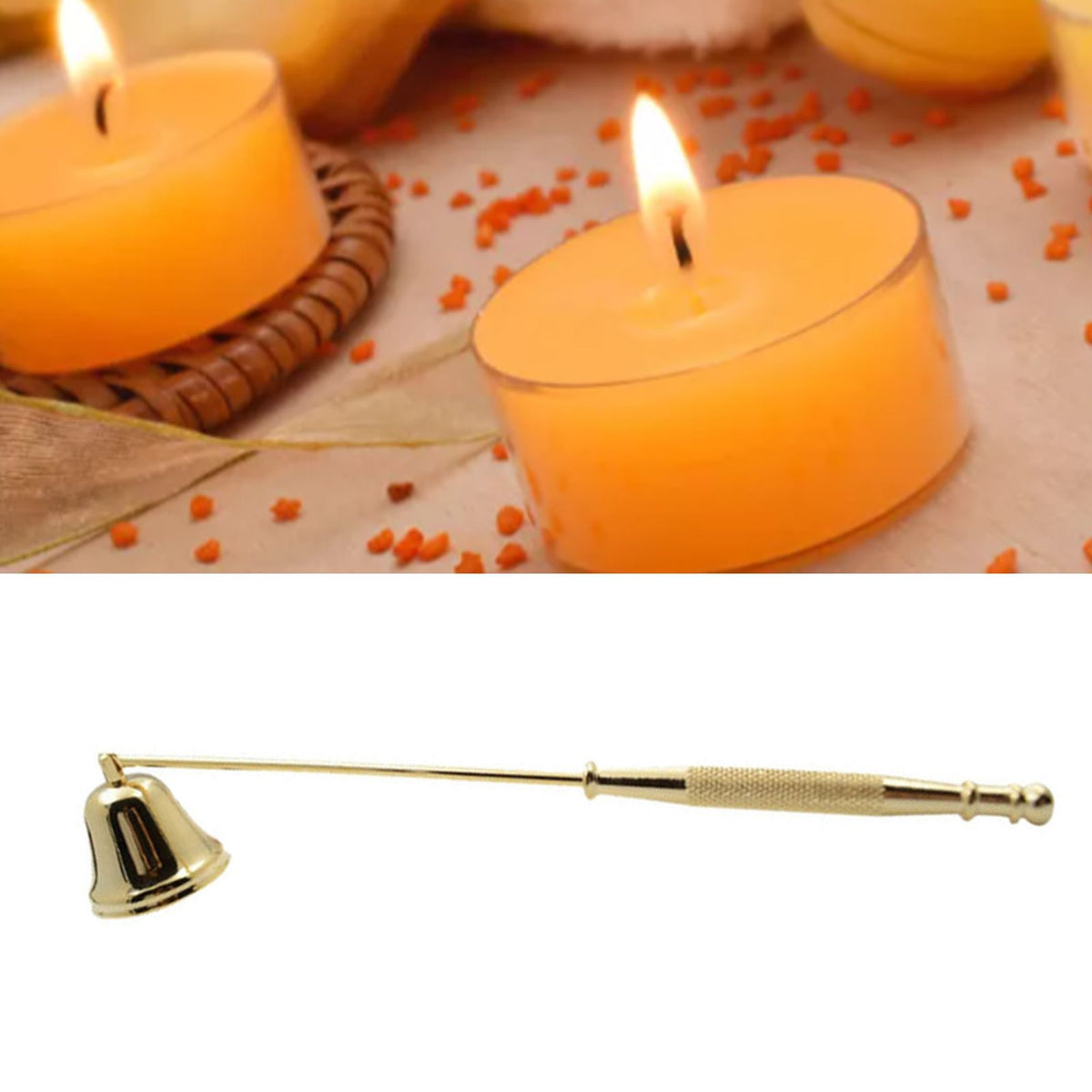 Candle Snuffer Bell Shaped Iron Electroplating Candle Extinguisher for Home Candle Tool Gold