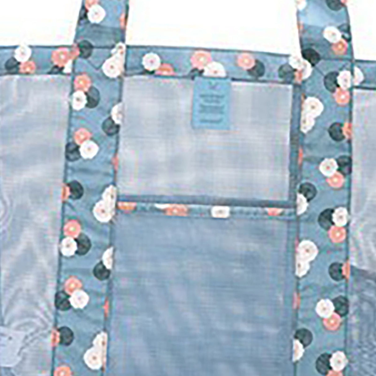 Beach Tote Waterproof Large Capacity Casual Oxford Cloth Women Mesh Handbag for Shopping Swimming Blue Flower