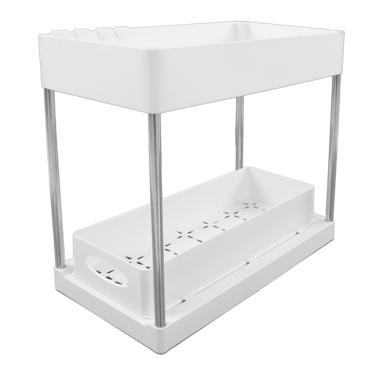 Under Sink Organizers Large Capacity Slide Out Storage Baskets for Bathrooms Kitchens Closets Laundry Rooms Offices White