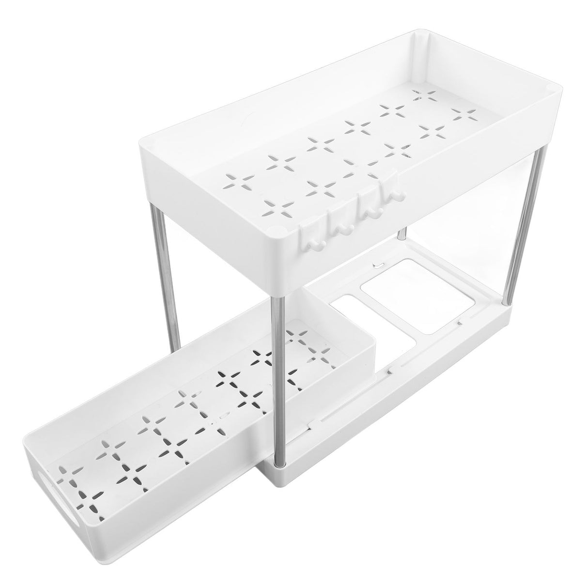 Under Sink Organizers Large Capacity Slide Out Storage Baskets for Bathrooms Kitchens Closets Laundry Rooms Offices White