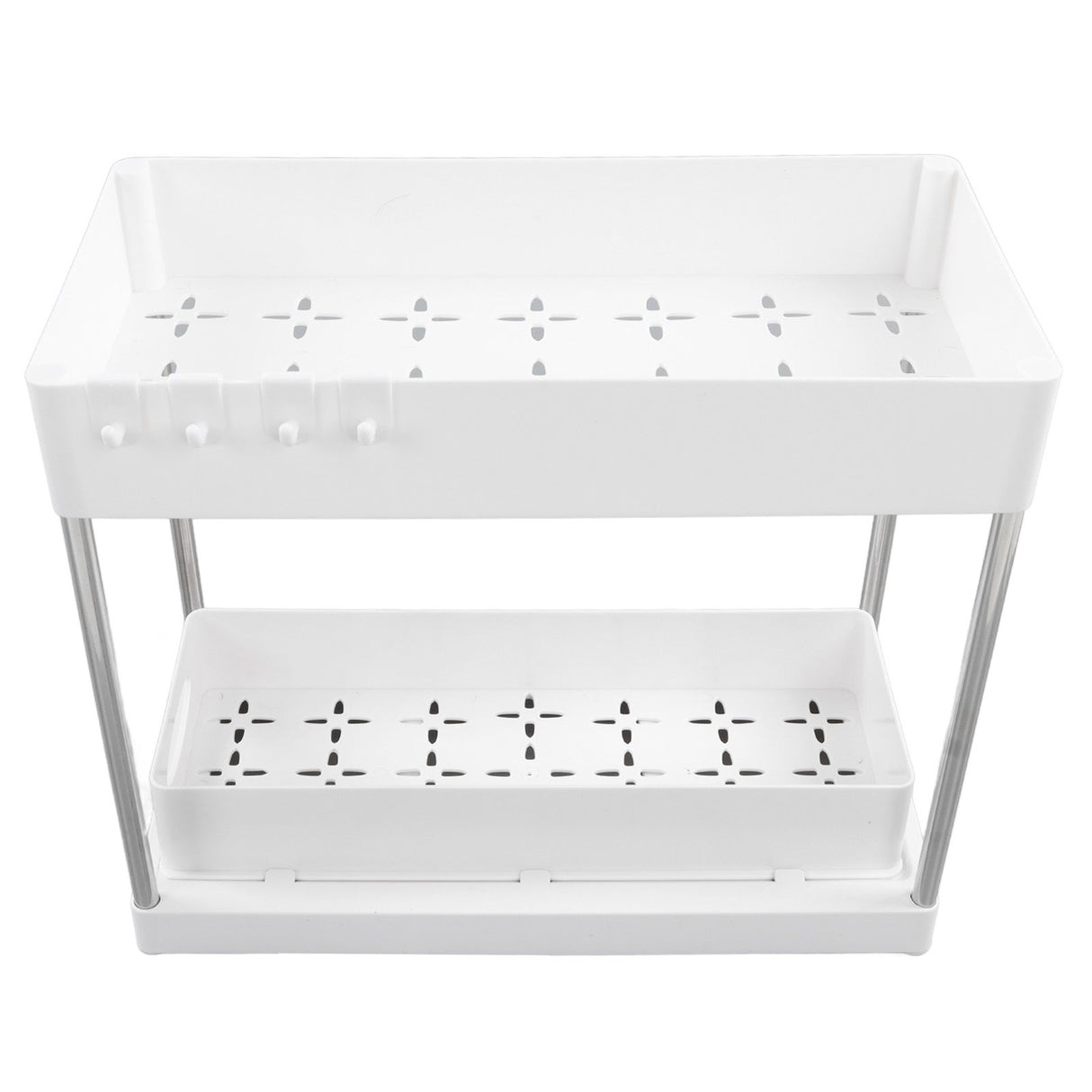Slide Out Storage Baskets ABS Under Sink Organizer Cabinet Sliding Drawers for Kitchen Bathroom Cosmetic Storage White