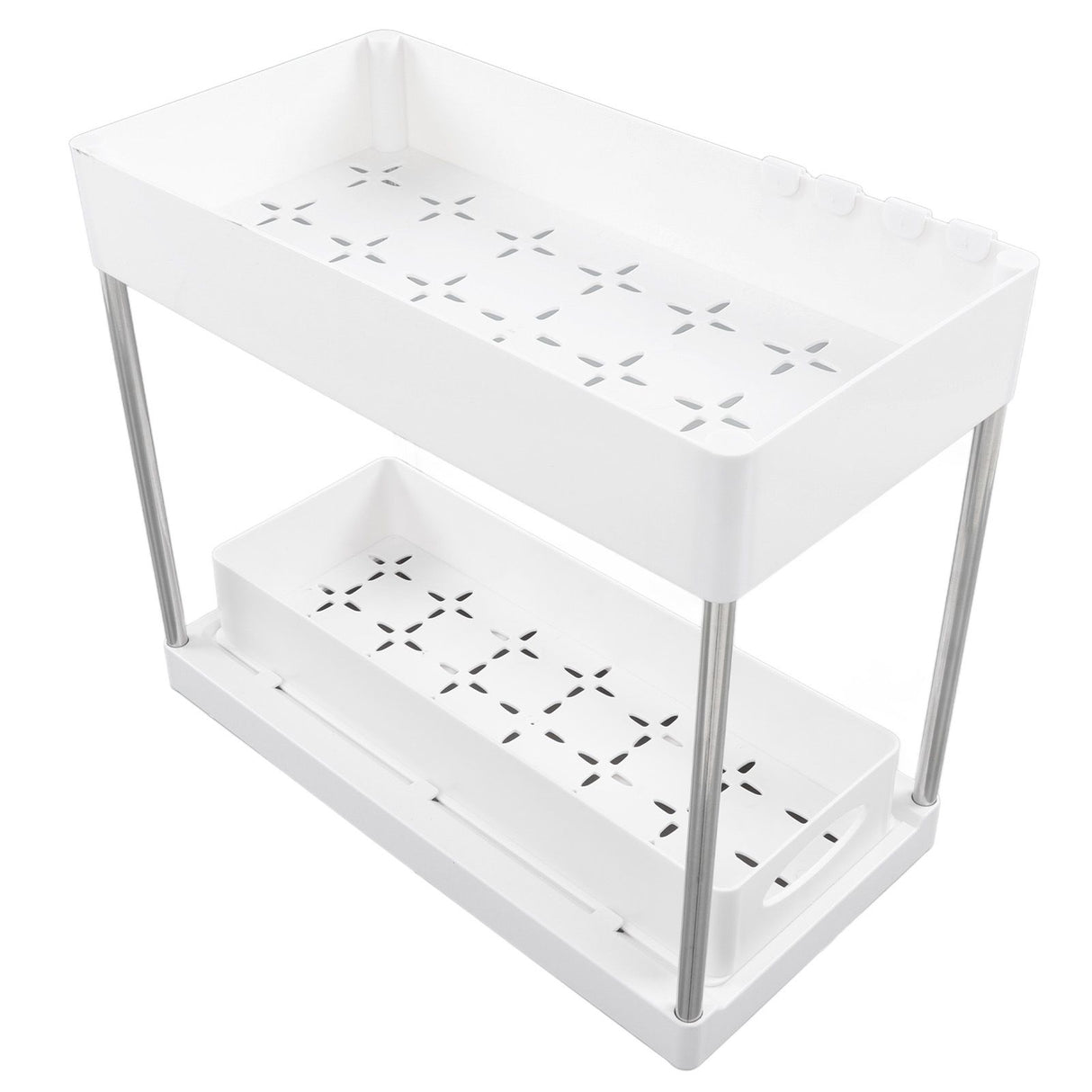 Slide Out Storage Baskets ABS Under Sink Organizer Cabinet Sliding Drawers for Kitchen Bathroom Cosmetic Storage White