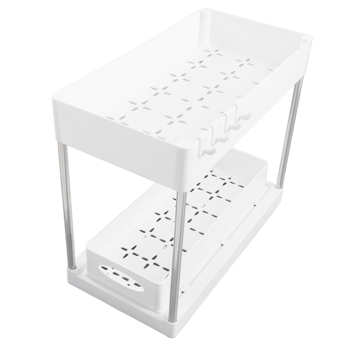 Slide Out Storage Baskets ABS Under Sink Organizer Cabinet Sliding Drawers for Kitchen Bathroom Cosmetic Storage White