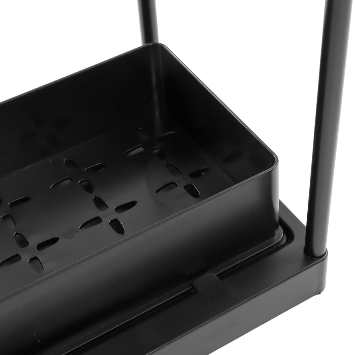 Slide Out Storage Basket Under Sink Organizer for Cabinet Sliding Drawers Countertop Pantry HIPS Black