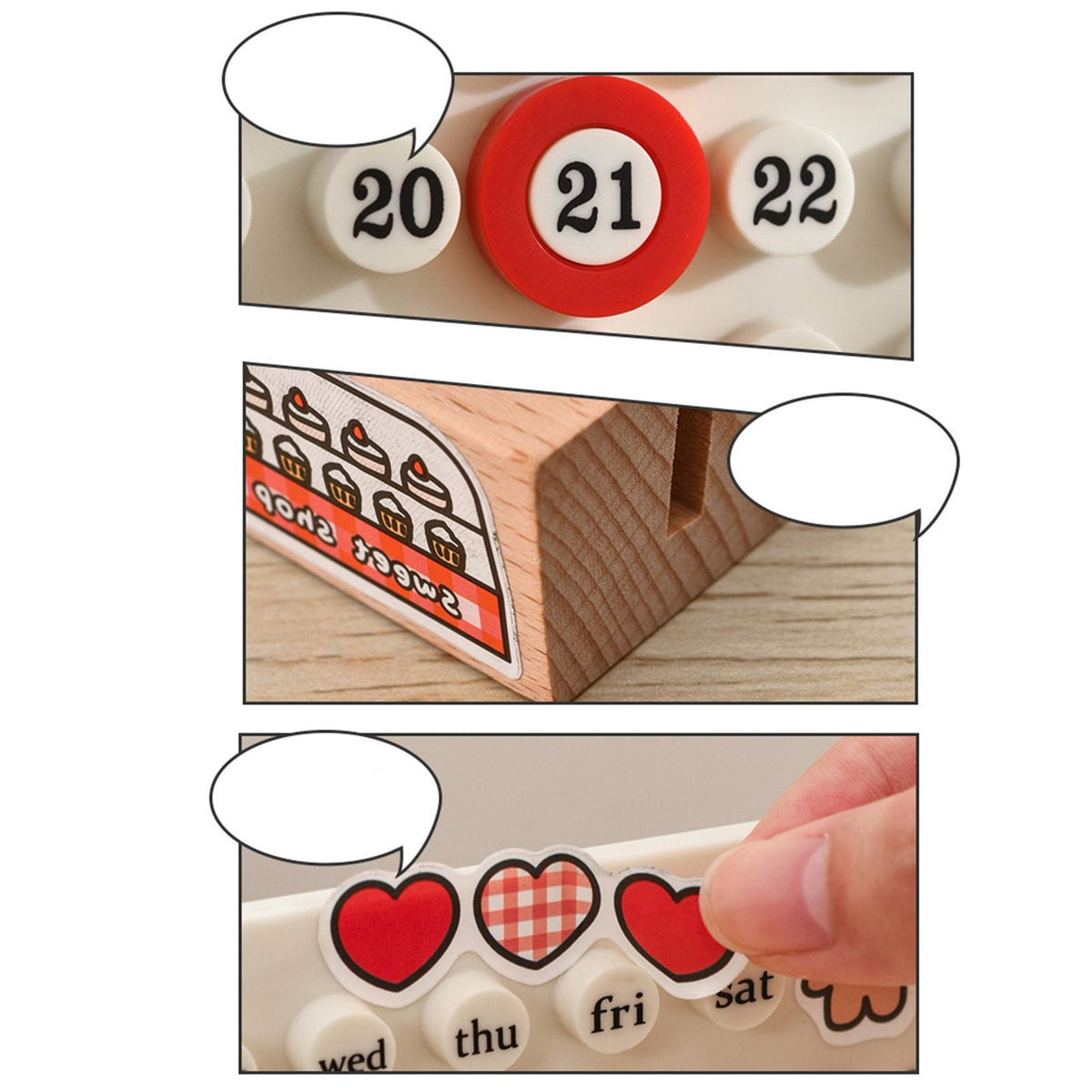 Wooden Kids Calendar DIY Hand Operated Develop Planning Skills Perpetual Calendar for Home White