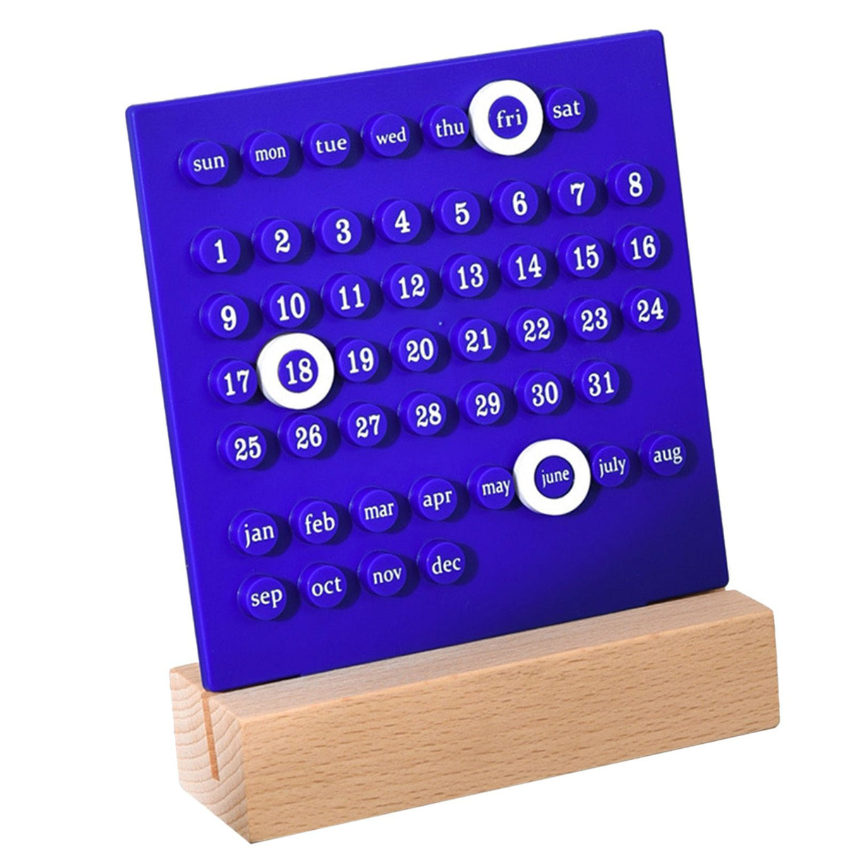 Wooden Kids Calendar DIY Hand Operated Develop Planning Skills Perpetual Calendar for Home Blue