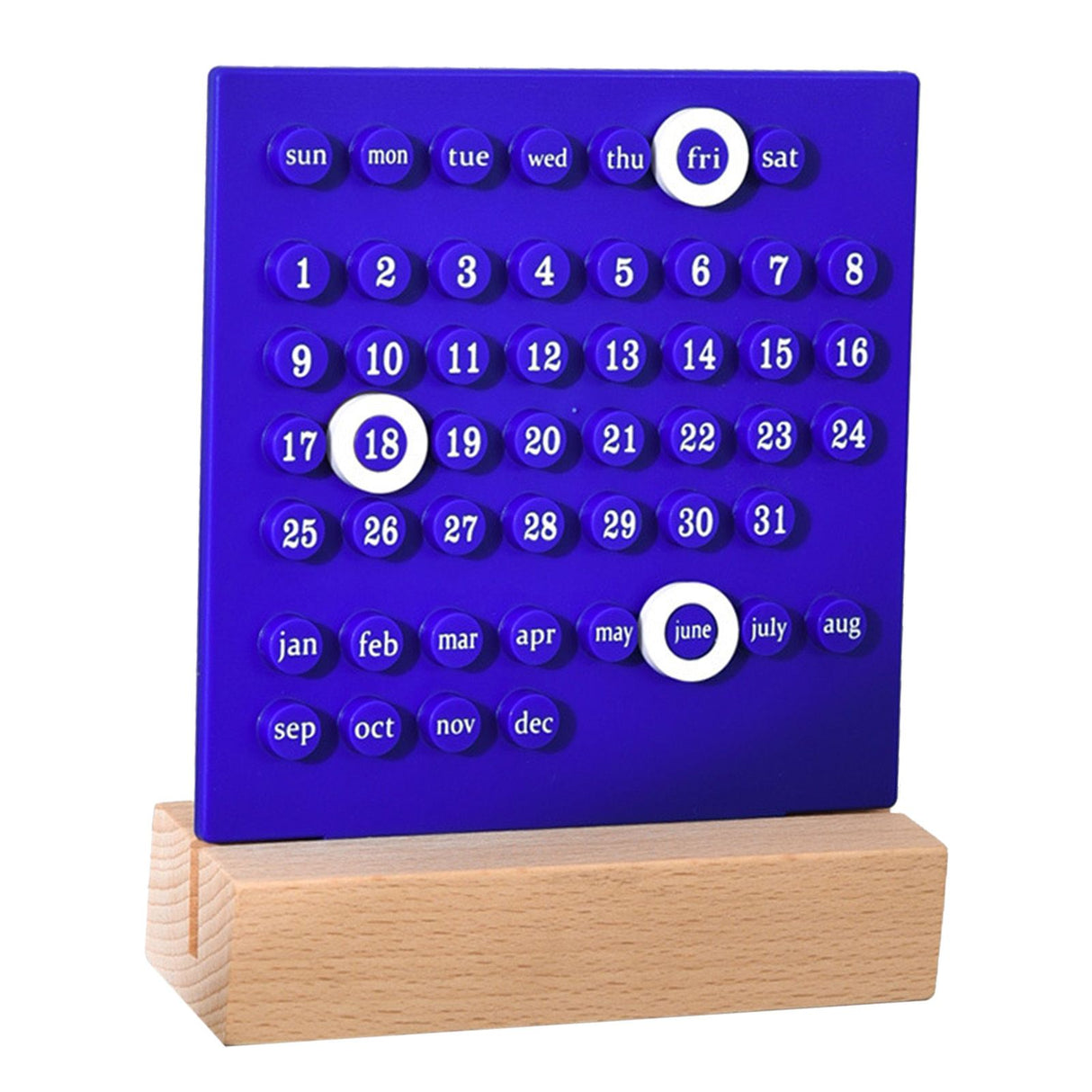 Wooden Kids Calendar DIY Hand Operated Develop Planning Skills Perpetual Calendar for Home Blue