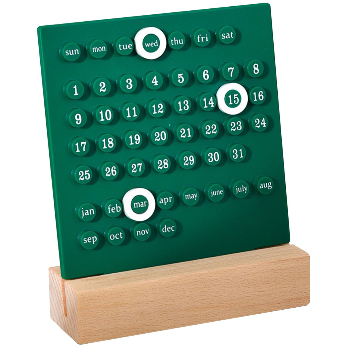 Wooden Kids Calendar DIY Hand Operated Develop Planning Skills Perpetual Calendar for Home Green