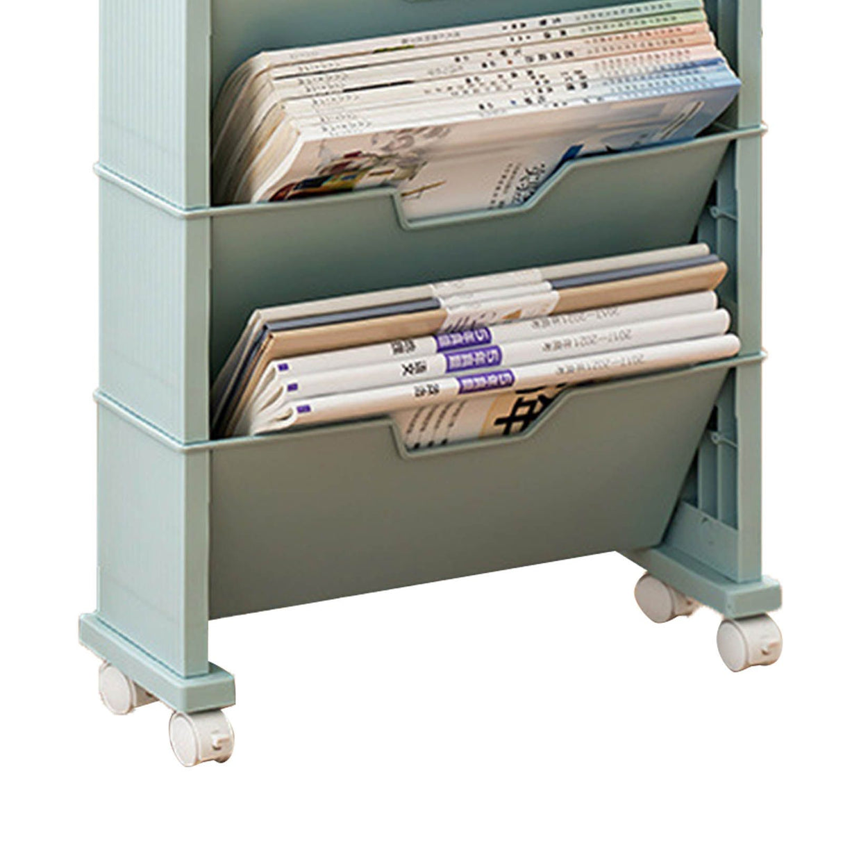 Classroom Bookshelf Multilayer with Universal Wheel Book Storage Shelving for Living Room