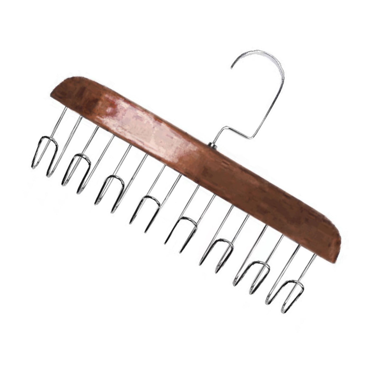 Multifunctional Hanger Punch Free with 8 Hooks Wood and Stainless Steel Cap Holder for Student Dormitory Dark Brown