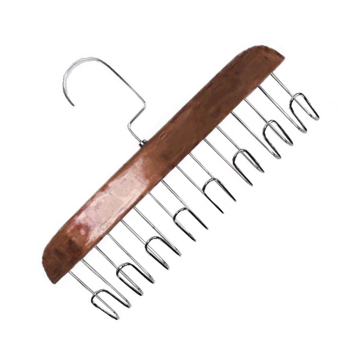 Multifunctional Hanger Punch Free with 8 Hooks Wood and Stainless Steel Cap Holder for Student Dormitory Dark Brown