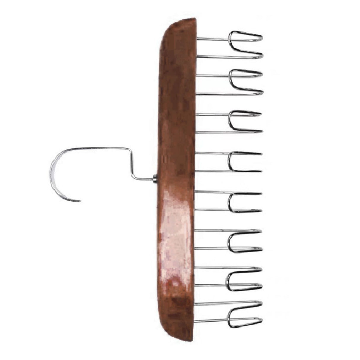 Multifunctional Hanger Punch Free with 8 Hooks Wood and Stainless Steel Cap Holder for Student Dormitory Dark Brown